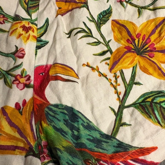 FARM RIO toucan linen shorts with elastic waist colorful vibrant tropical small - Picture 8 of 9